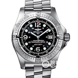 百年灵Breitling 超级海洋系列精钢表壳-黑色表盘-专业型精钢表链腕表 黑面 多功能