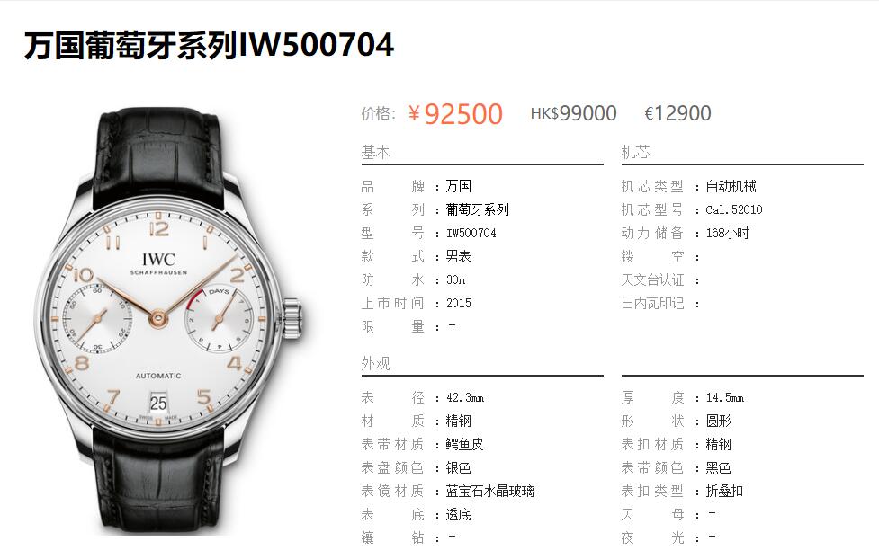 ZF葡7,IW500704,万国IW500704